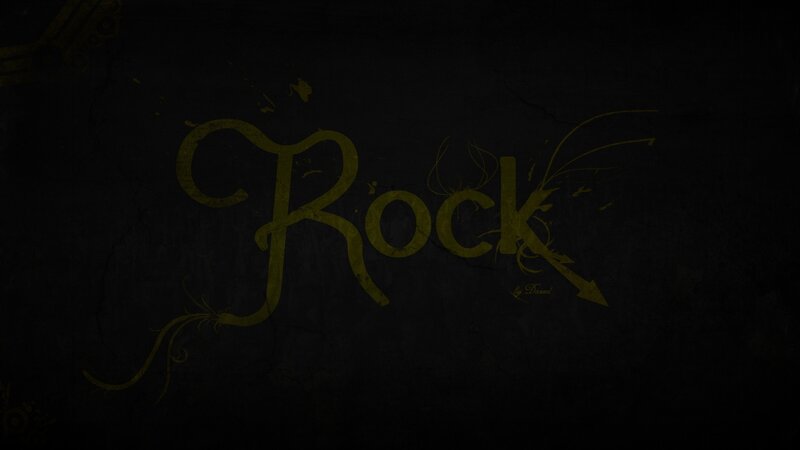 Rock text on dark background