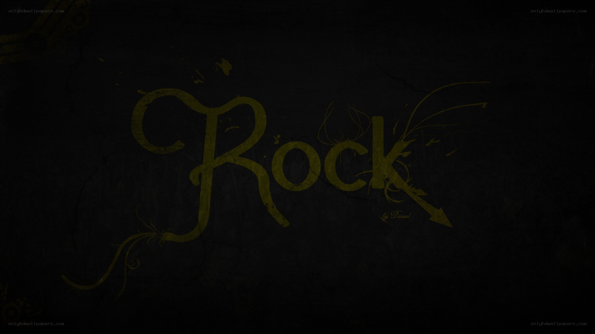 Rock text on dark background