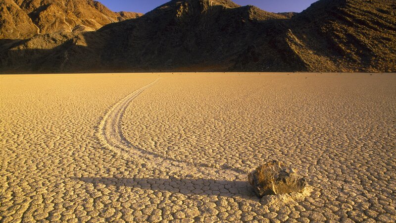 rock trail on dry lake bed