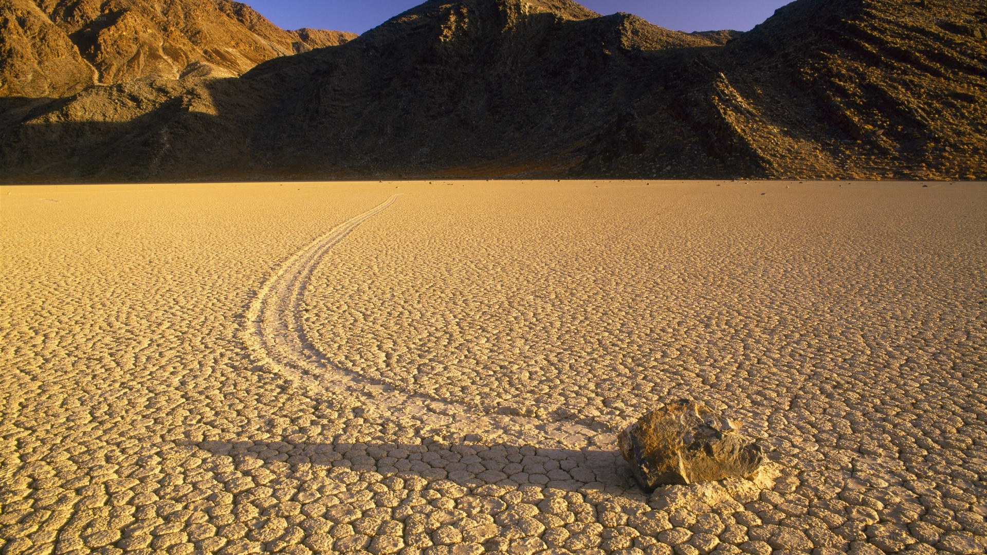 rock trail on dry lake bed