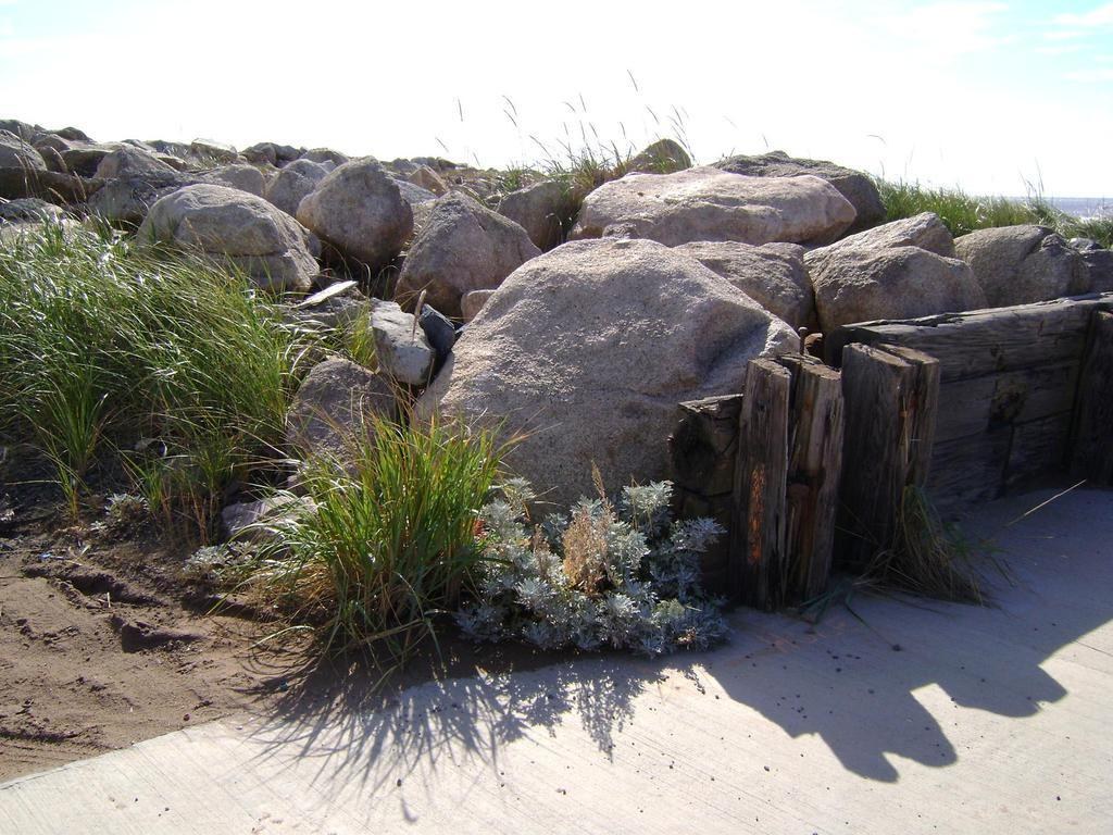 rock wall at beachside walkway