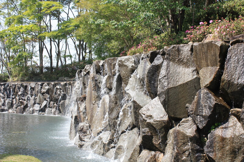 rock waterfall in a park
