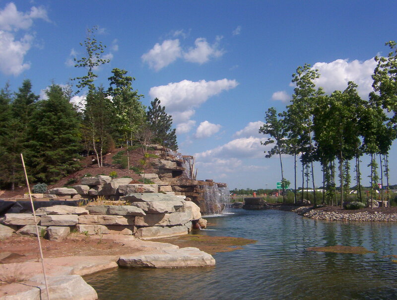Rock Waterfall Pond — Blue