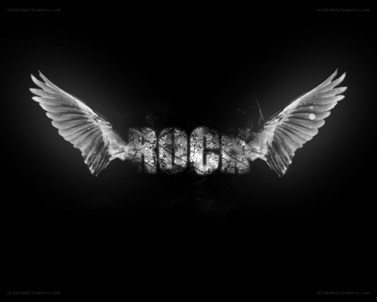 rock with angel wings