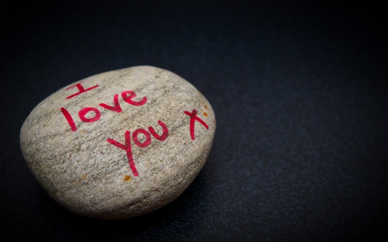 Rock with Handwritten Message — Gray