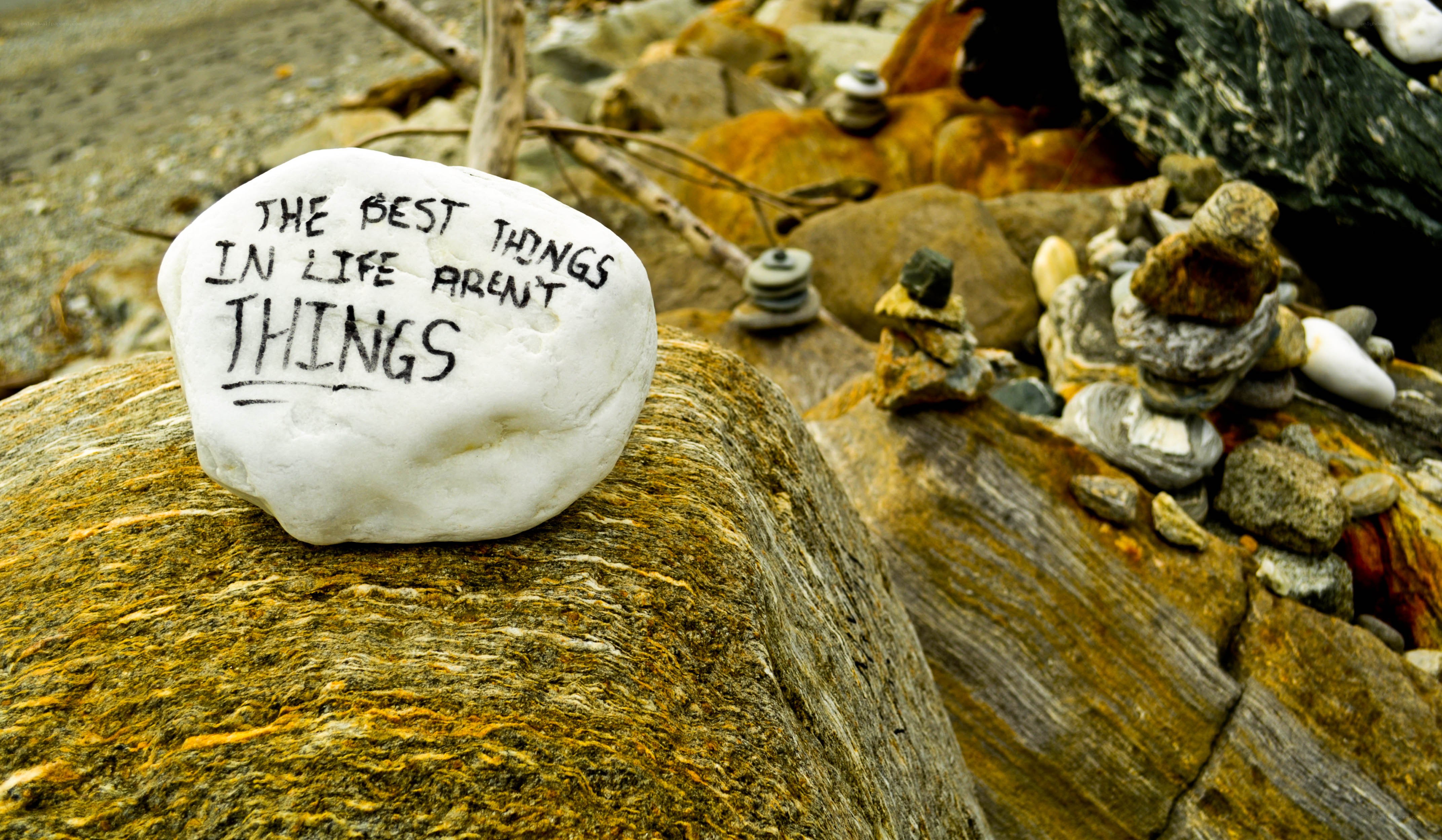 rock with inspirational quote