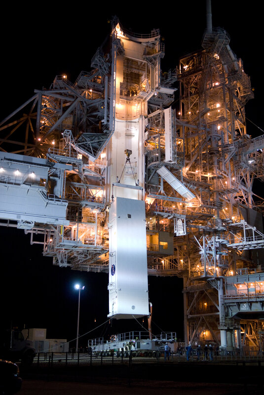 Rocket assembly at night