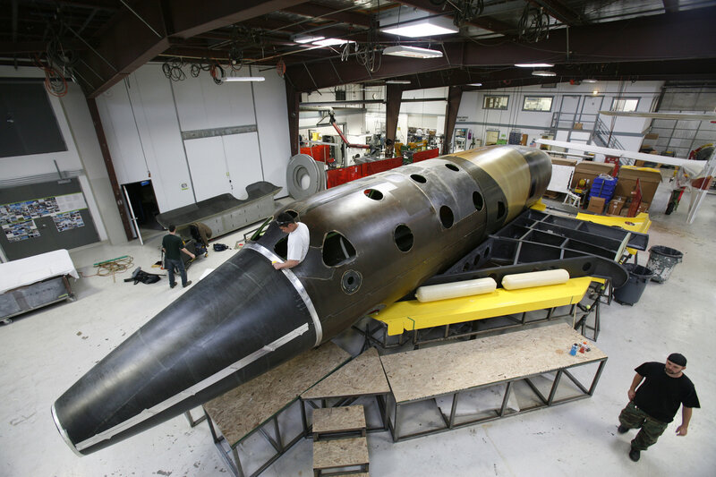 Rocket assembly in workshop