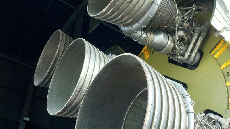 Rocket engine nozzles in a hangar