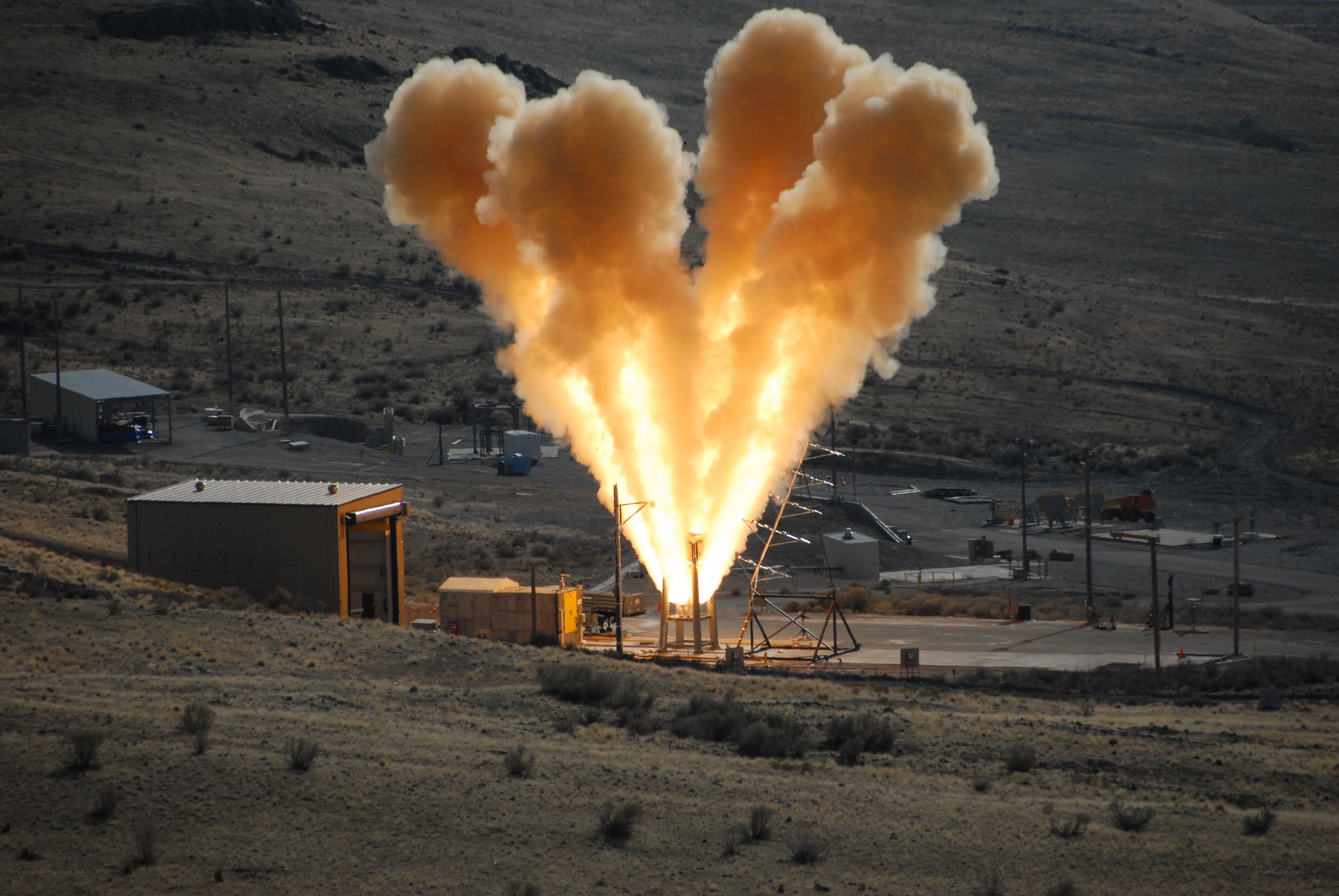 Rocket engine test firing