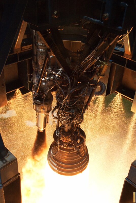 rocket engine test firing