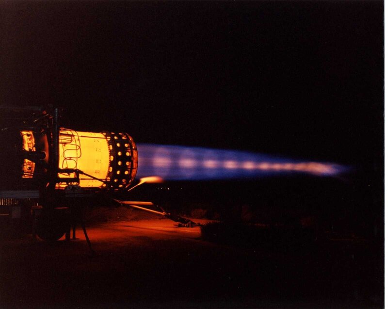 Rocket engine test firing