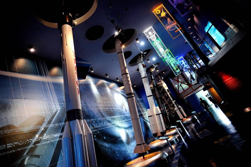 Rocket exhibit in museum