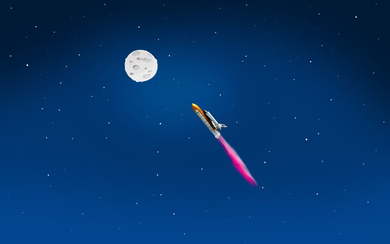 rocket flying to the moon