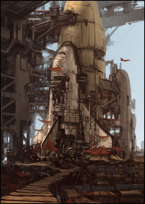 Rocket in a launch facility