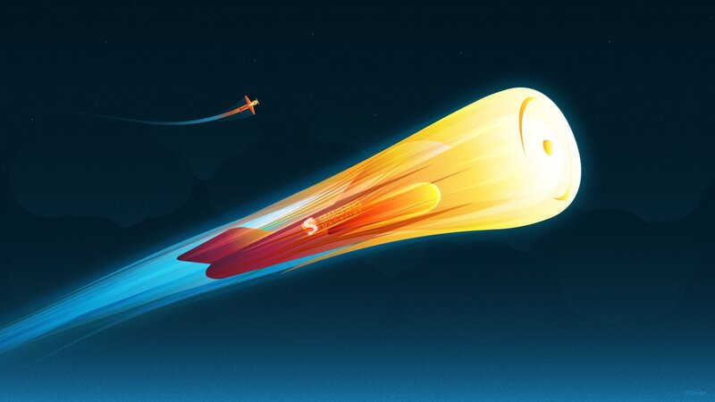 Rocket in Night Sky