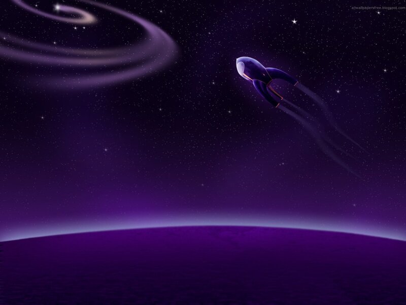 Rocket in purple space