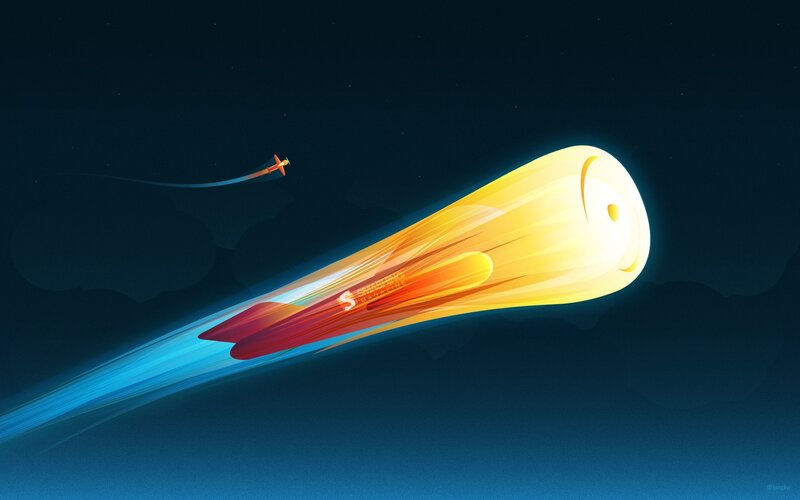 Rocket in Space — Blue, Dramatic
