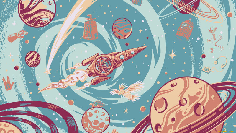 Rocket in Space — Teal