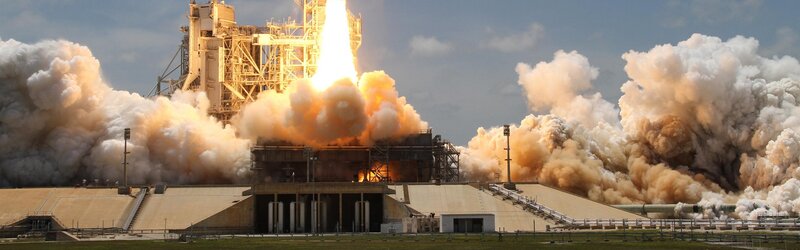 Rocket launch at a spaceport