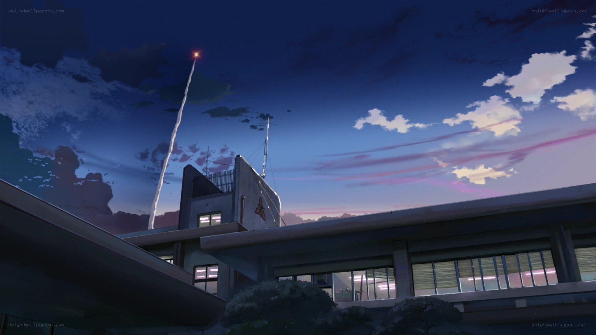 rocket launch at dusk