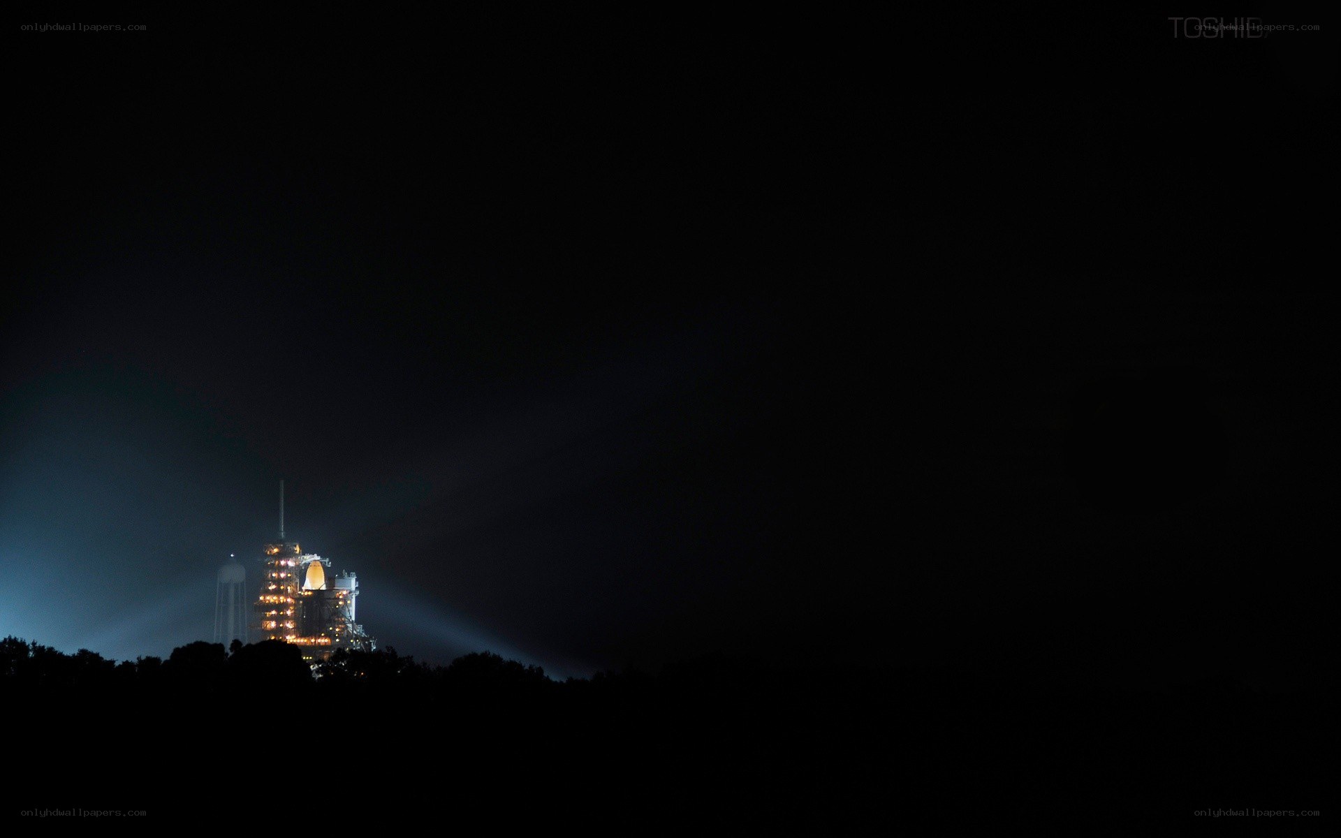 rocket launch at night