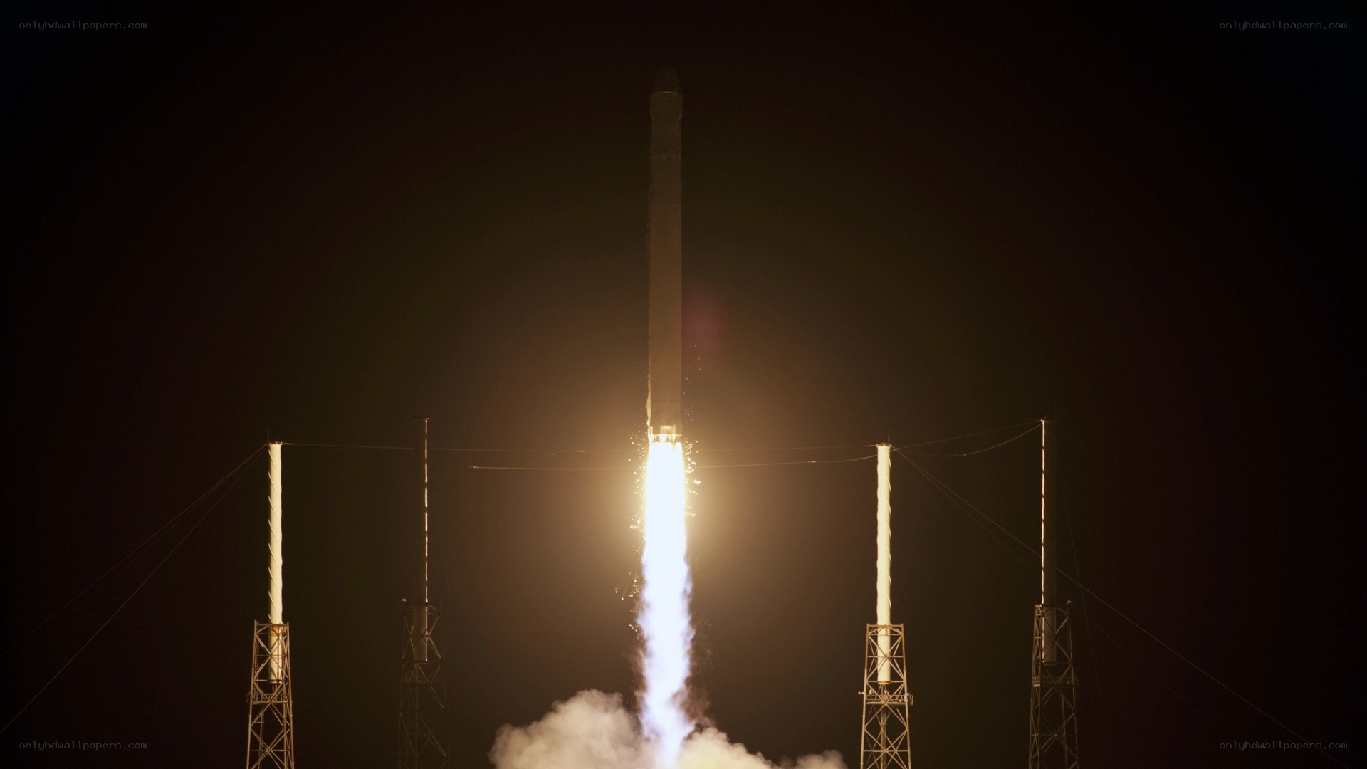 rocket launch at night