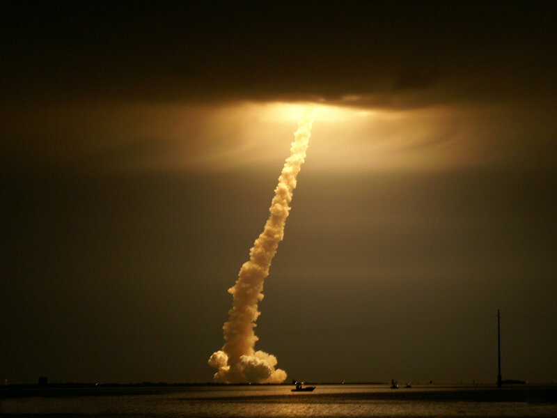 rocket launch at night