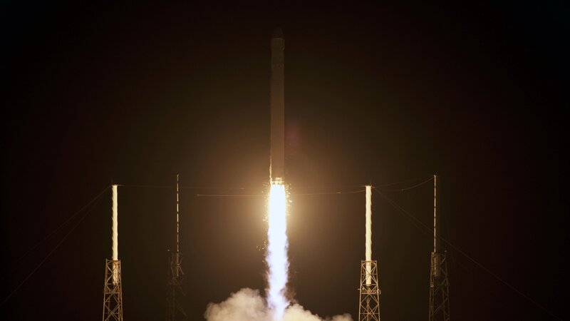 Rocket Launch at Night — Black, Dramatic, Photograph, Launch Tower