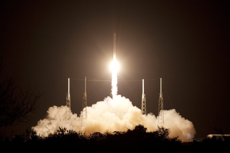 Rocket Launch at Night — Black, Dramatic, Photograph, Smoke