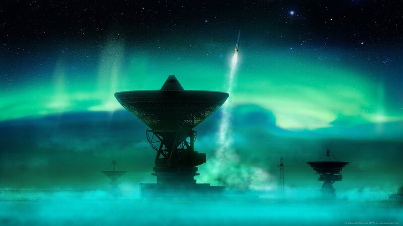 Rocket Launch at Night — Green