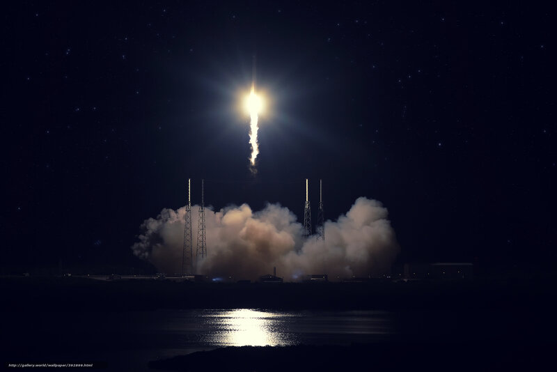 Rocket launch at night