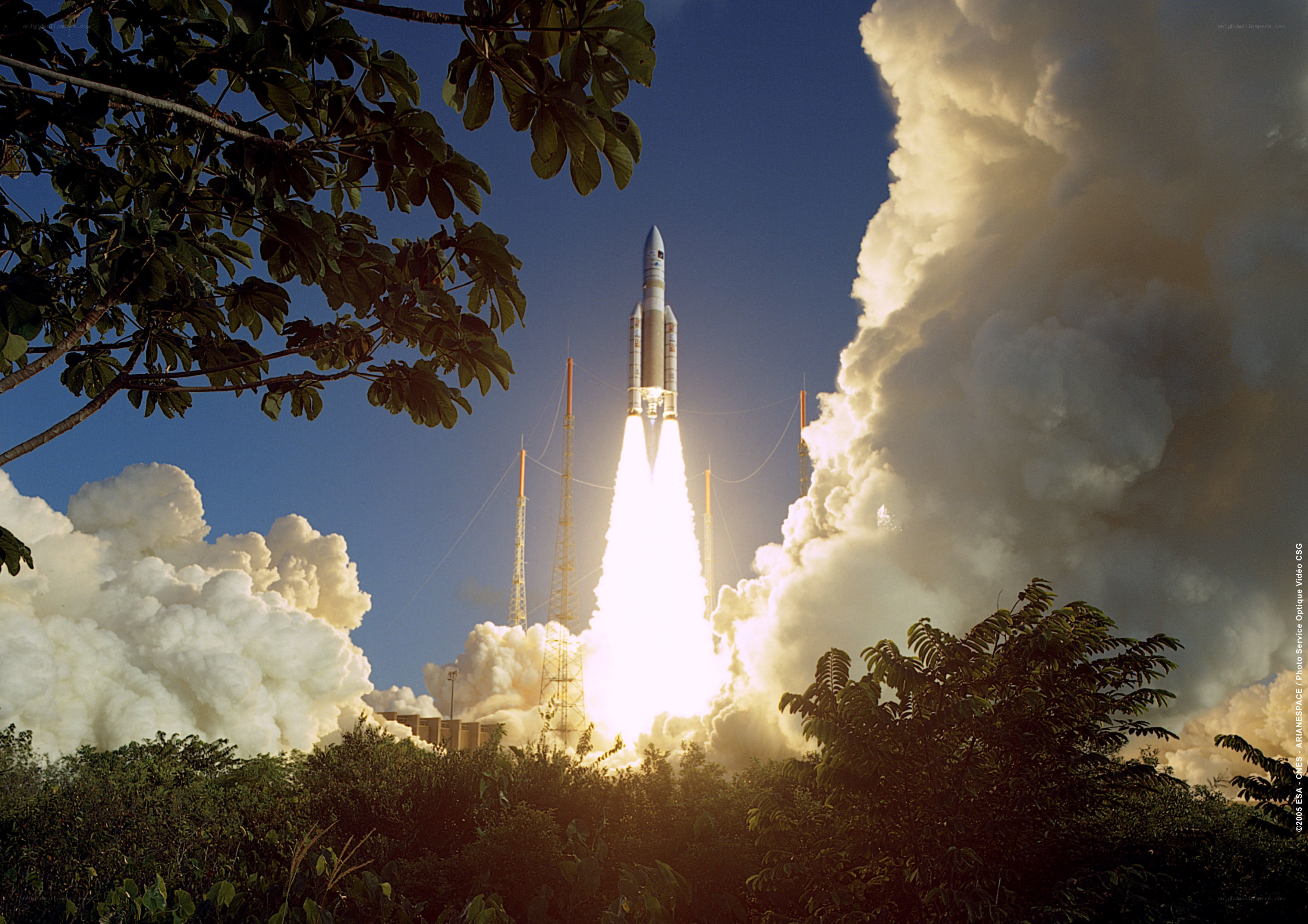 Rocket launch at sunrise