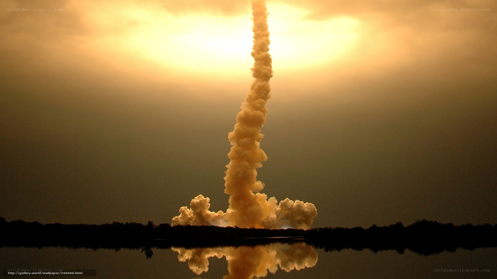 Rocket launch at sunset