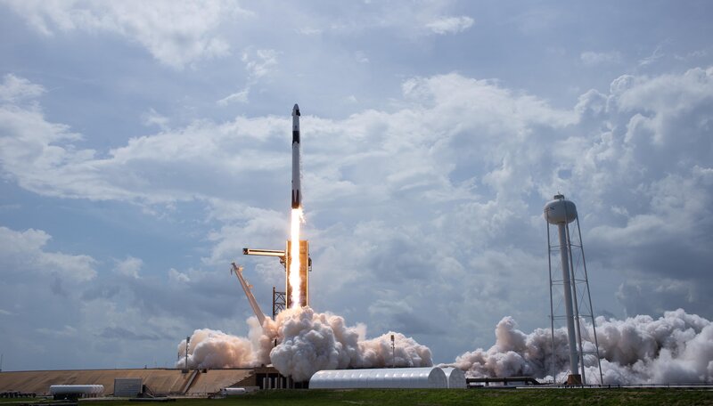 Rocket Launch — Blue, Dramatic, Afternoon, Photograph, Clouds