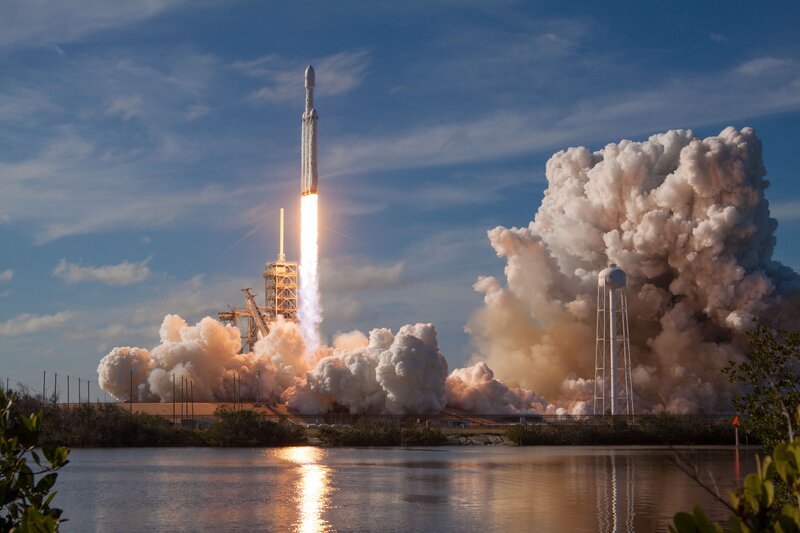 Rocket Launch — Blue, Dramatic, Afternoon, Photograph, Launch Pad, Clouds