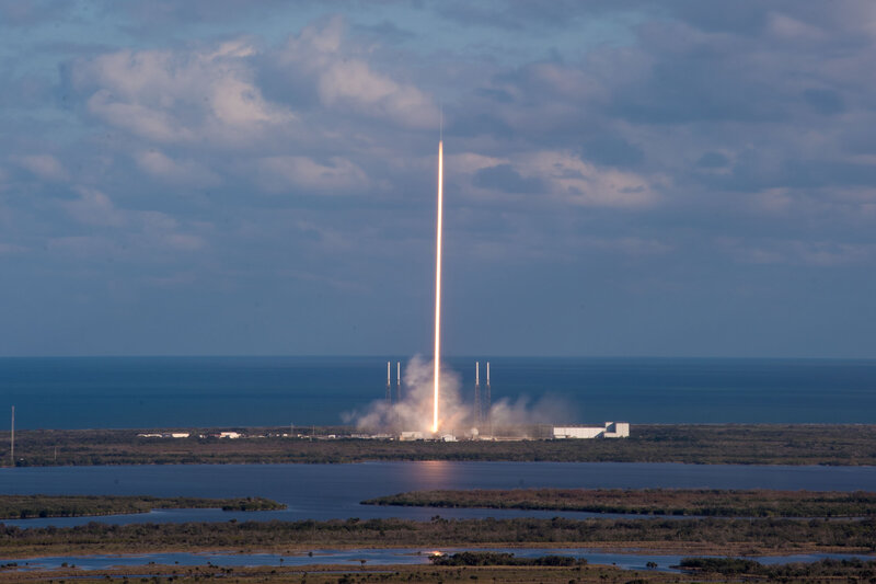 Rocket Launch — Blue, Dramatic, Afternoon, Photograph, Launch Pad, Ocean, Clouds