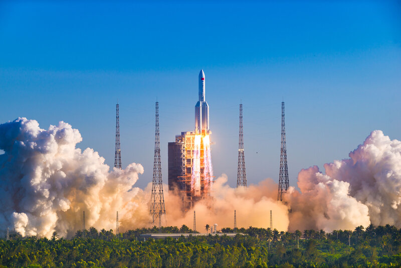 Rocket Launch — Blue, Dramatic, Morning, Photograph, Smoke