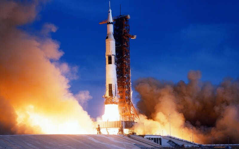 Rocket Launch — Blue, Dramatic, Night
