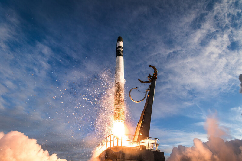 Rocket Launch — Blue, Dramatic, Sunset, Photograph, Smoke, Flame, Clouds