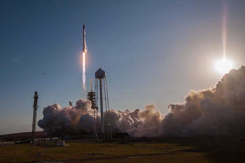 Rocket Launch — Blue, Dramatic, Sunset, Photograph, Smoke, Launch Tower