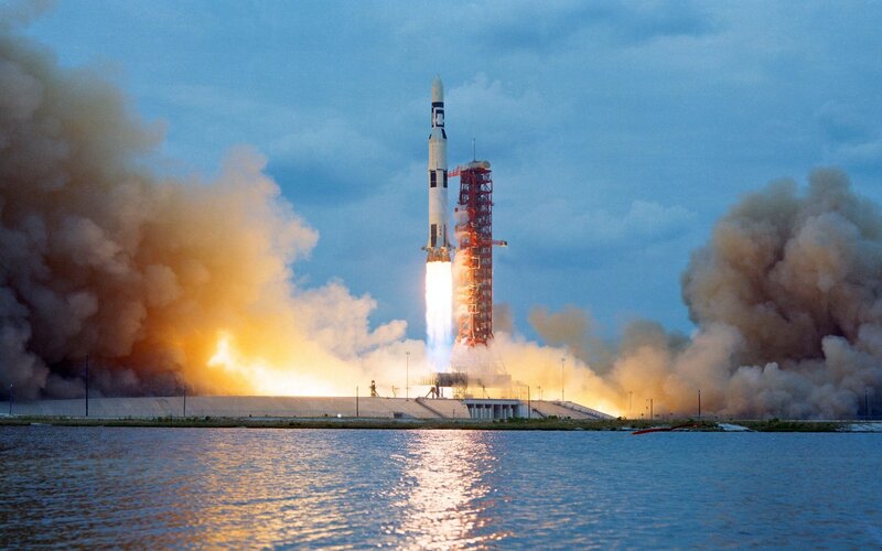 Rocket Launch — Blue, Dramatic, Sunset, Photograph