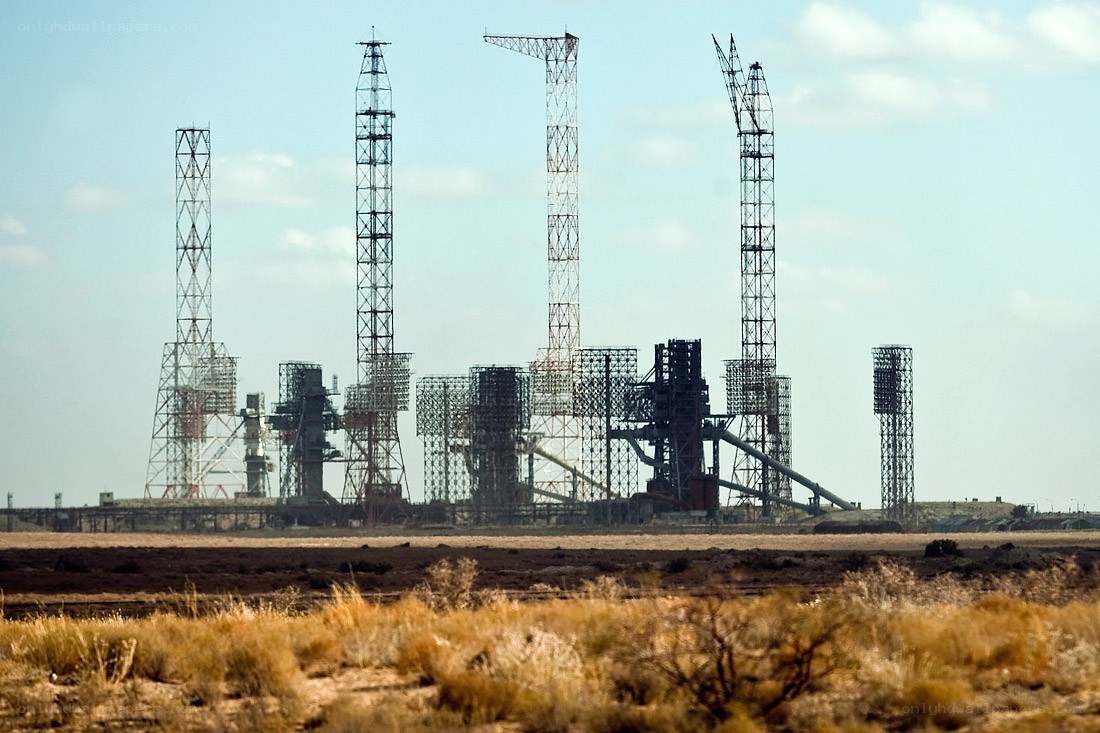Rocket launch facility in desert