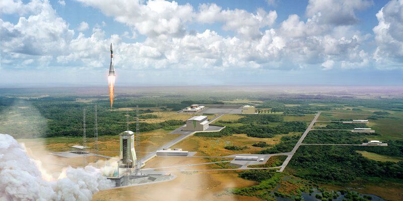 Rocket launch from a spaceport
