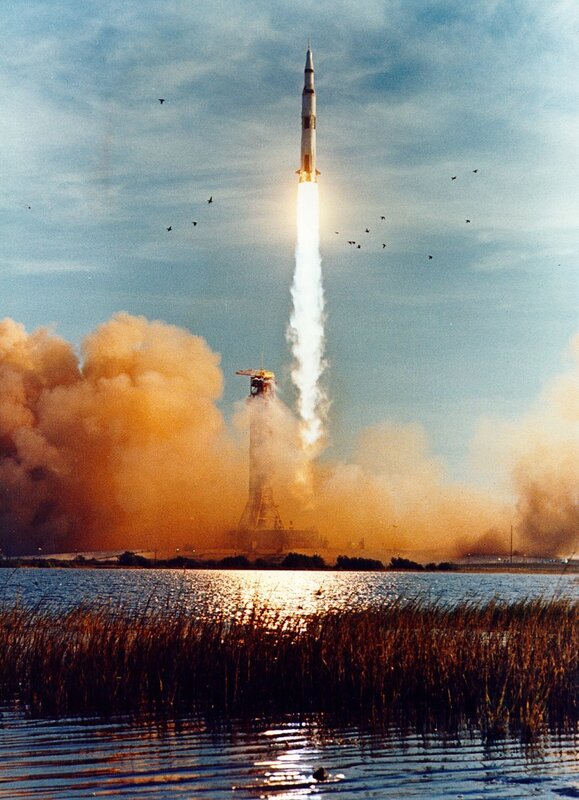 Rocket launch from pad