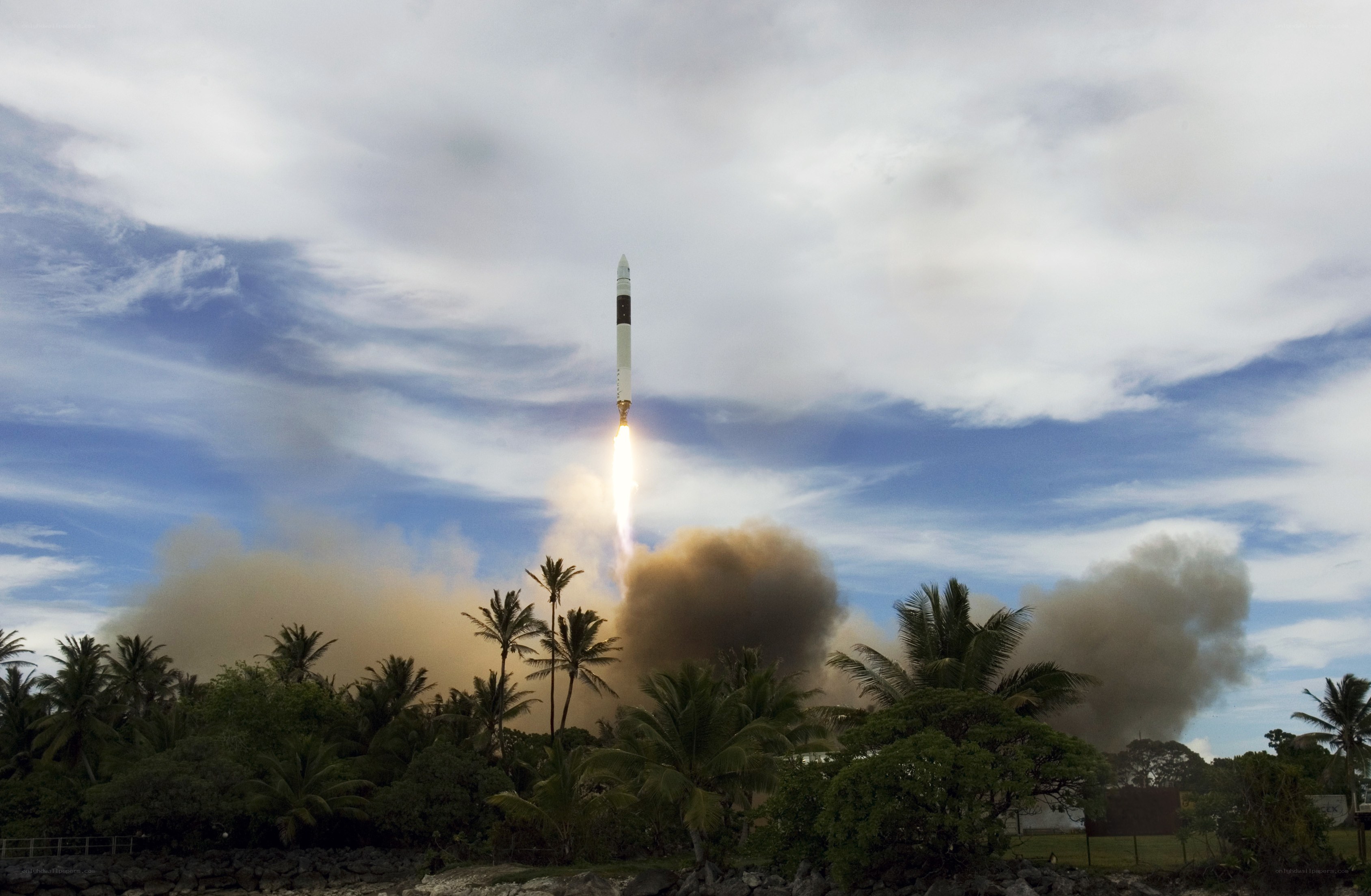 Rocket launch from tropical island