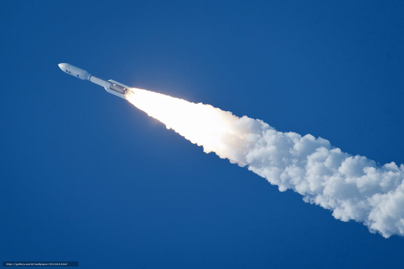 Rocket Launch in Blue Sky