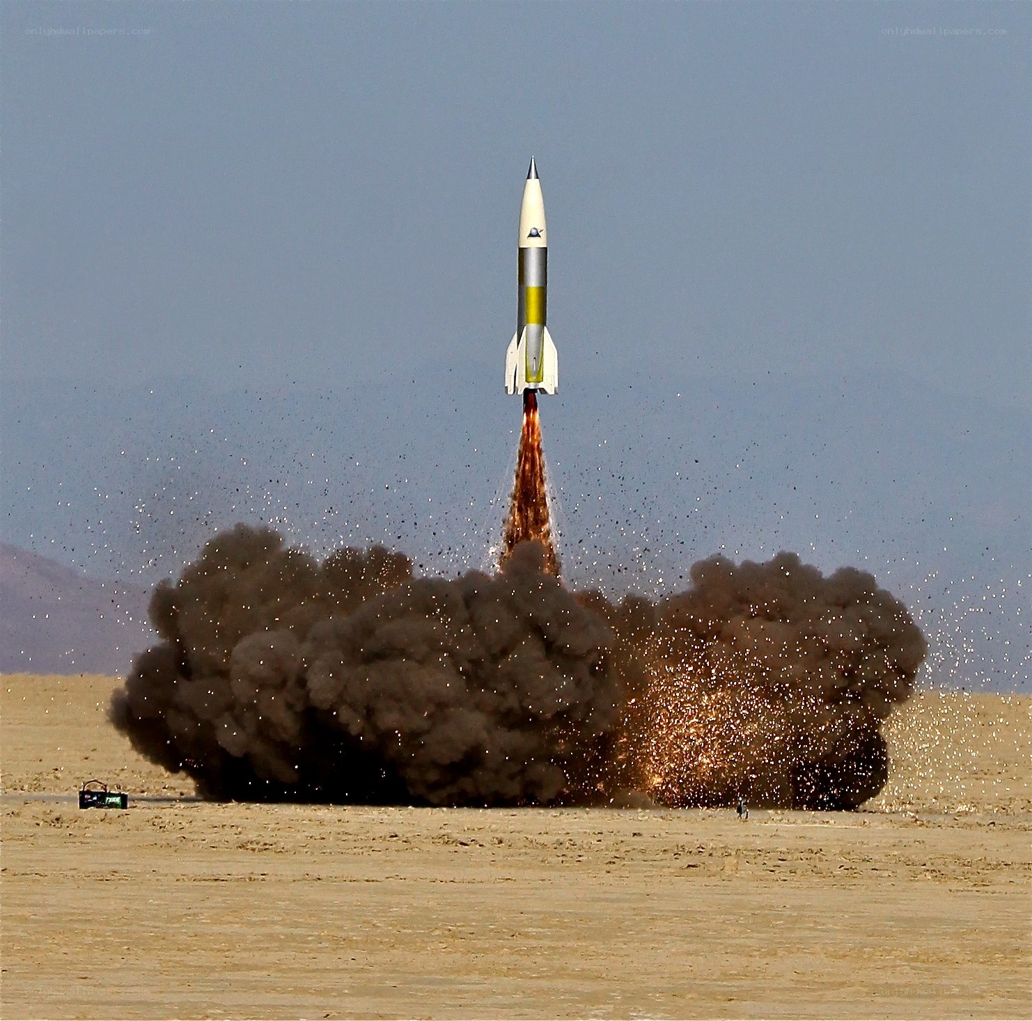rocket launch in desert
