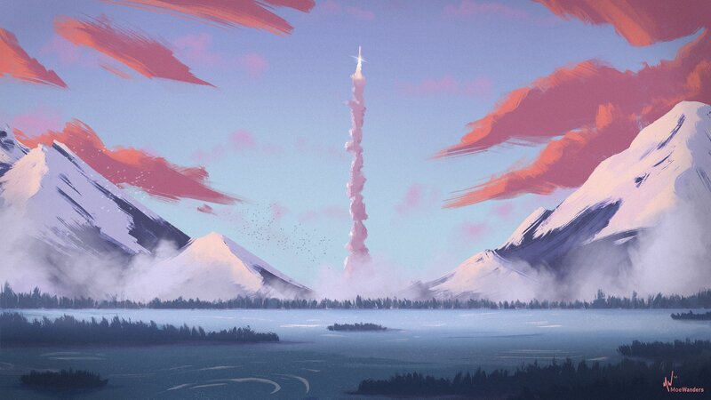 Rocket Launch in Mountains