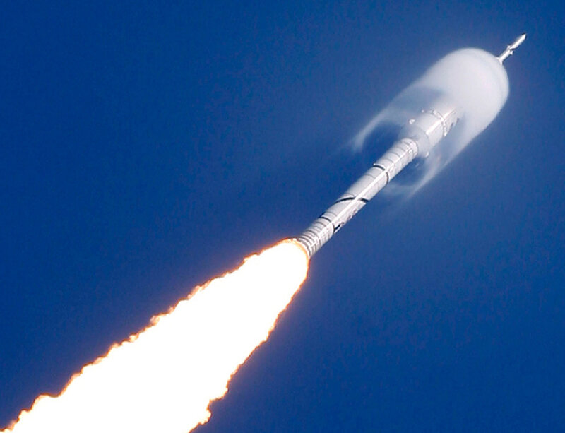 Rocket launch in progress